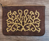 Brown suede clutch purse