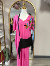 Fringe leather purse