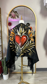 Painted rebozo (mariposas/heart)