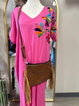 Fringe leather purse