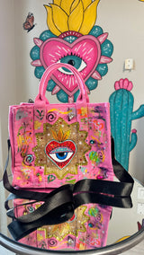 Evil eye painted tote