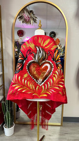 Painted rebozo (mariposas/heart)