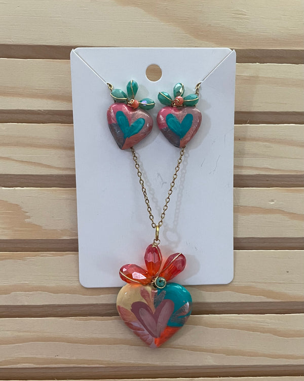 Milagritos heart necklace set