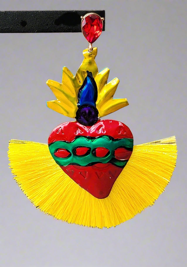 Sacred heart tin earrings