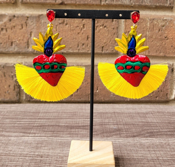 Sacred heart tin earrings