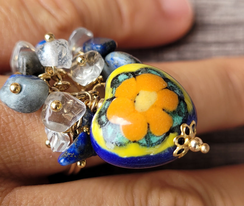 Ajustable Talavera/Agatas ring