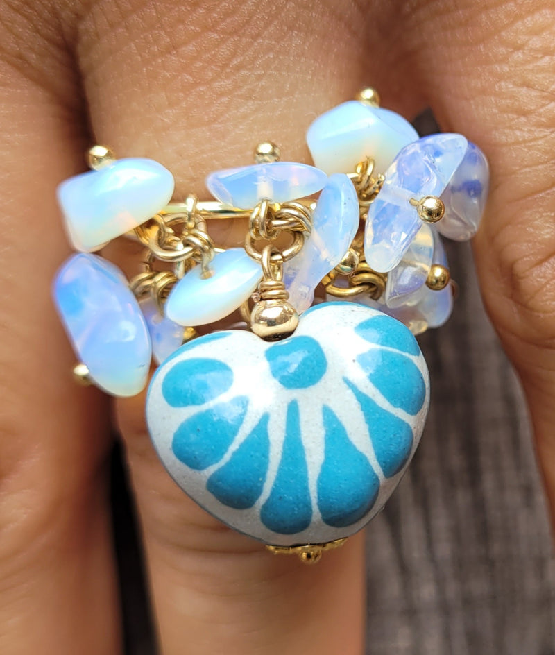 Ajustable Talavera/Agatas ring