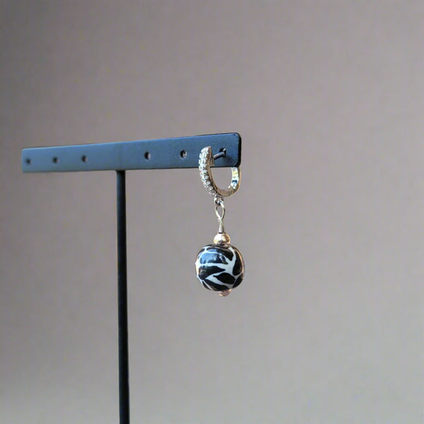 Black bolita talavera silver 925 earrings