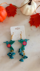 colibrí/flores earrings