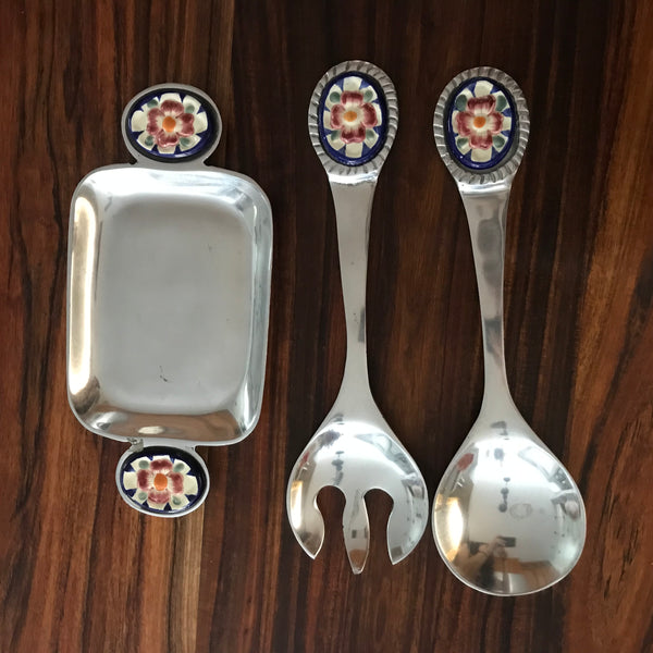 Pewter with talavera tray set