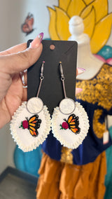 Monarch Butterfly Embroidered Earrings