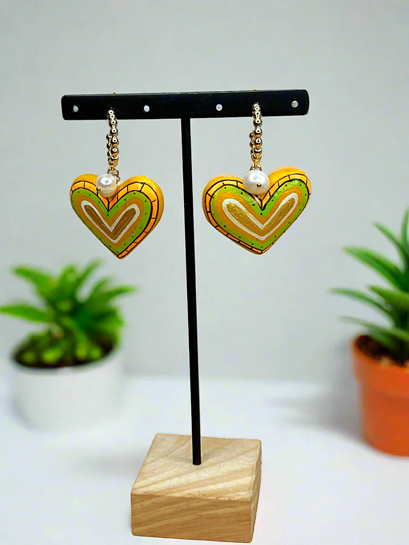 wood heart earring