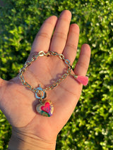 Heart painted bracelet set