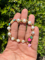 Sagrado corazón/perlas bracelet