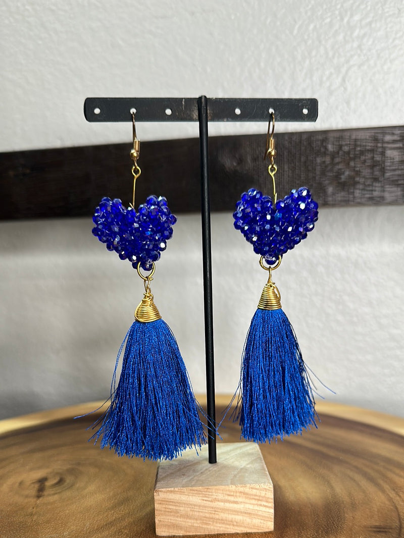 Crystal heart wired earrings