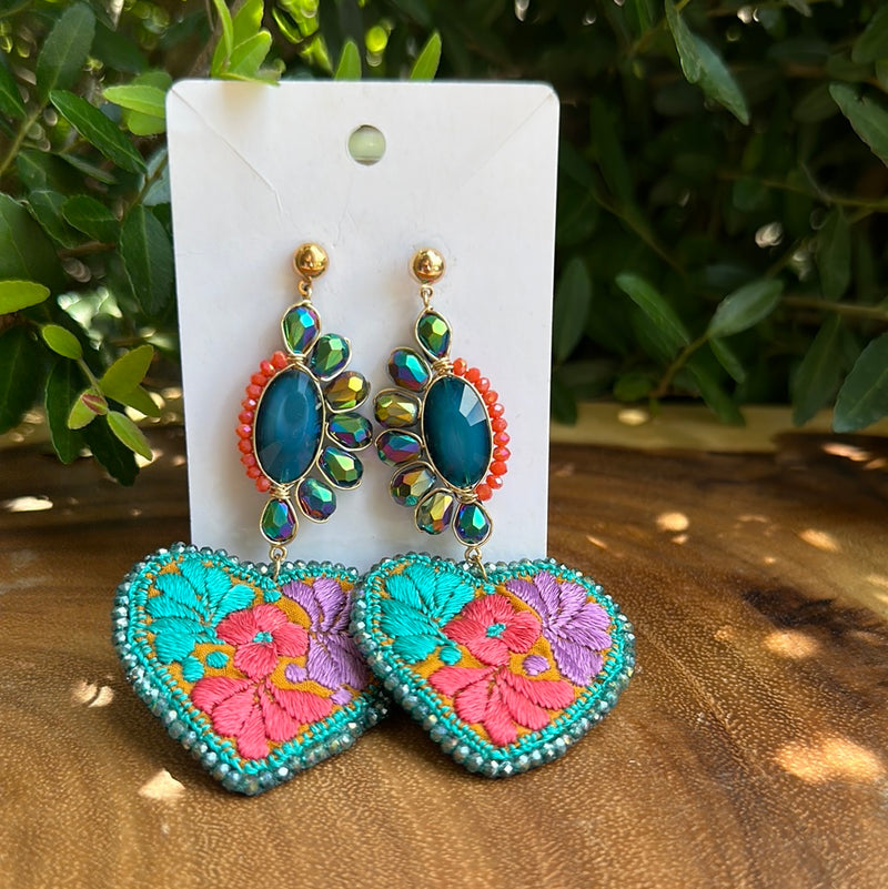 Corazón & cristal earrings
