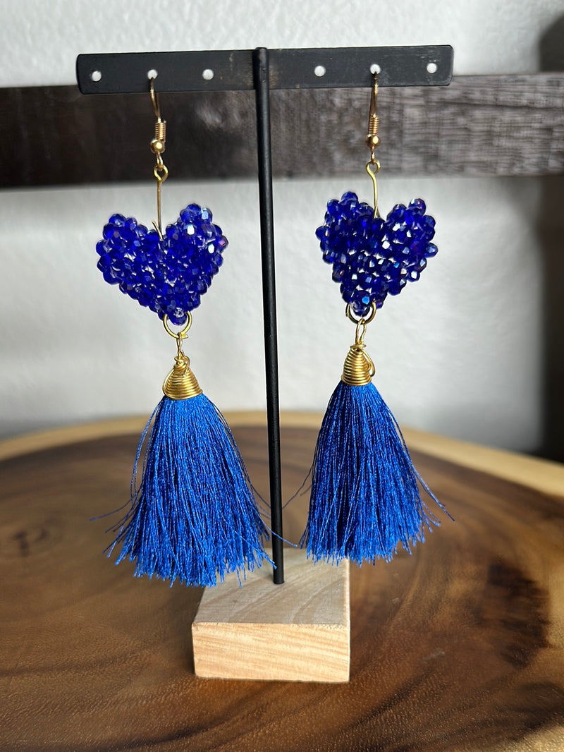 Crystal heart wired earrings