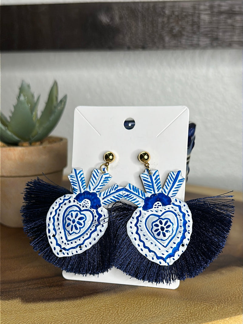 Sacred heart fan  earrings