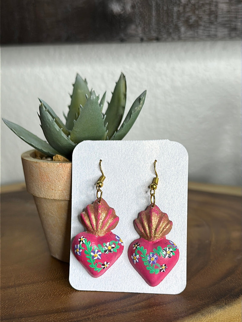 Sacred heart fan  earrings