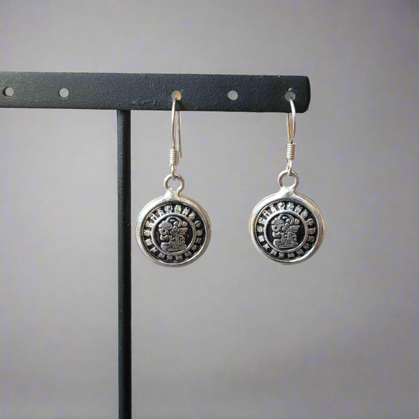 Mayan calendar 925 silver earrings