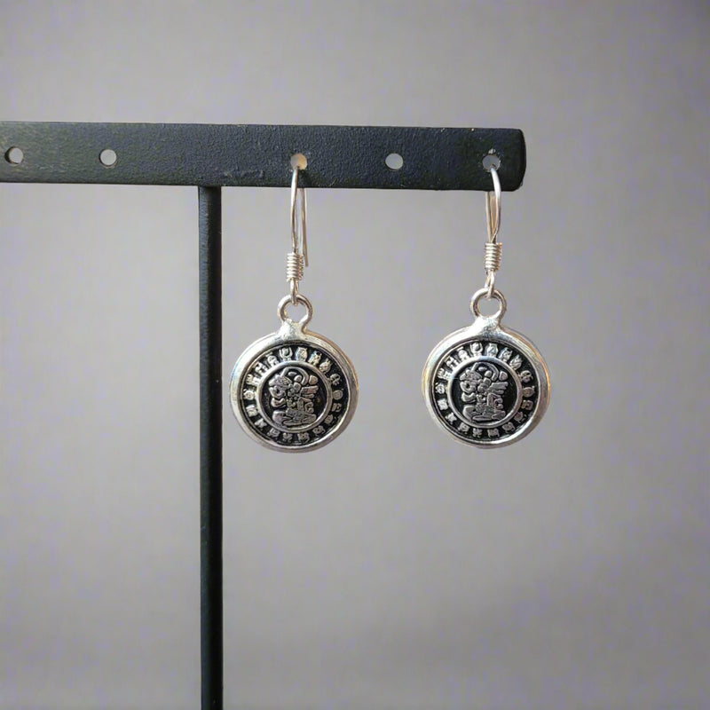 Mayan calendar 925 silver earrings