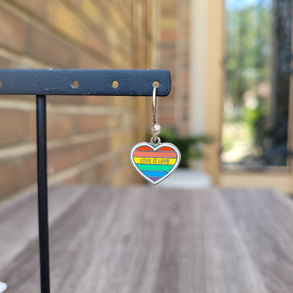 Rainbow heart 925 silver earrings