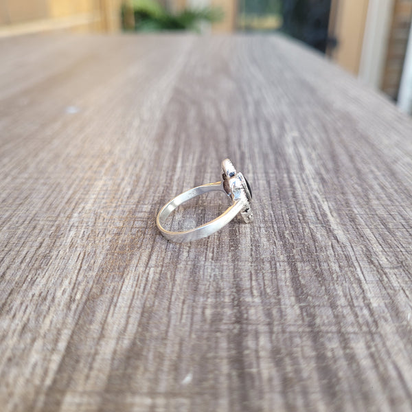 Black crystal 925 silver ring