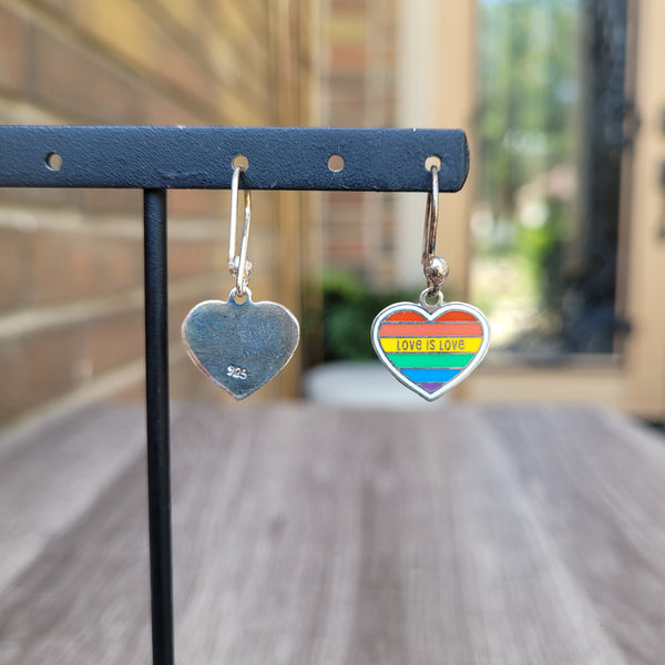 Rainbow heart 925 silver earrings