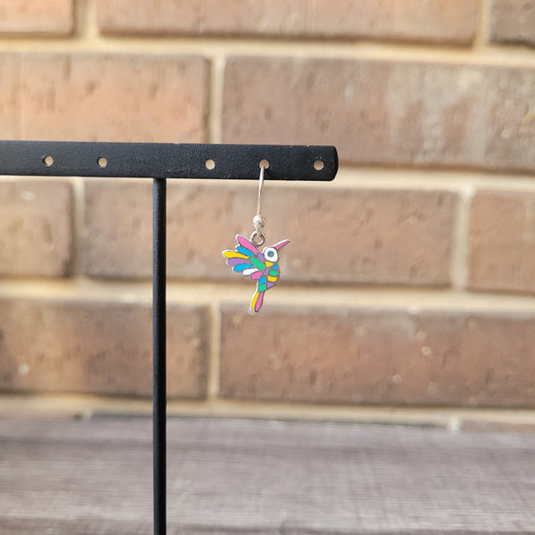 Multicolor hummingbird 925 silver earrings