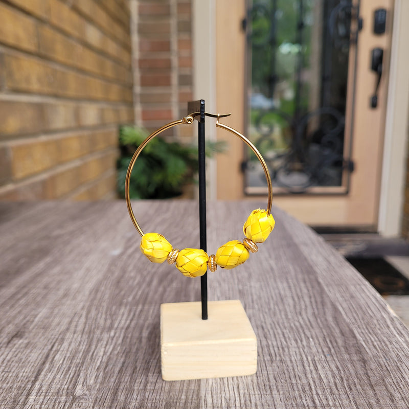 Yellow palm earrings