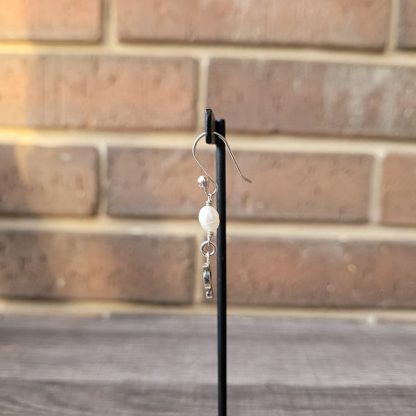 Hummingbird and pearl 925 silver earrings