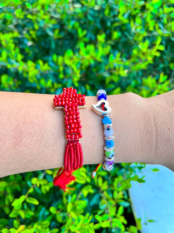 Corazón/ojitos multicolor adjustable bracelet