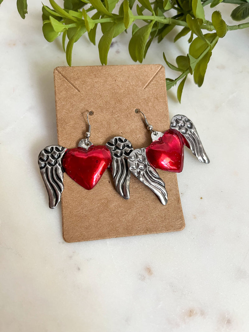 Wing heart earrings