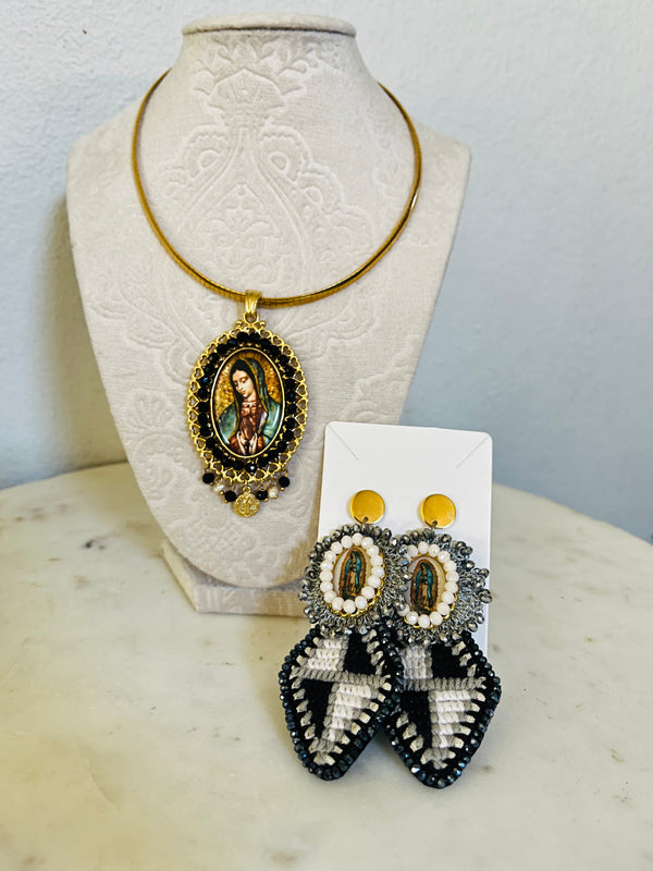 Guadalupe embroidered earrings