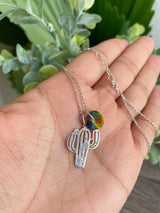 Cactus with heart crystal necklace